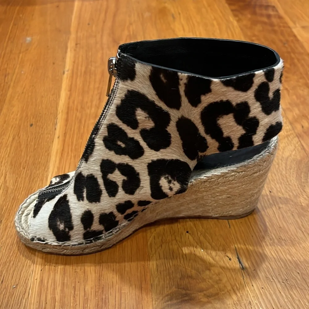 Celine Ponyhair Leopard Print Open Toe Espadrilles Size 6